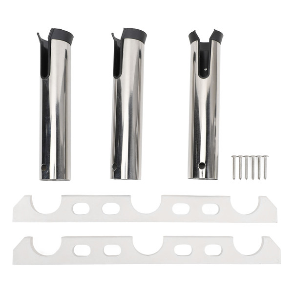 Boat Fishing Rod Holder 3 Link Tubes Stainless Steel Fishing Rod Rack for Marine Yacht Camper RV Fishing Boat