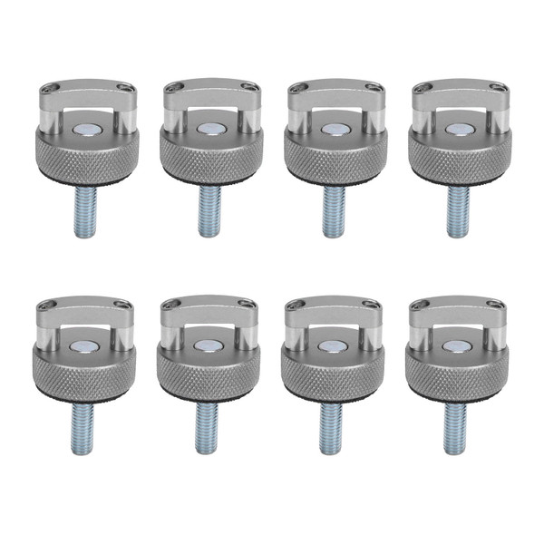 8PCS Hard Top Quick Removal Fastener Thumb Screw Steel Billet Aluminum M8 1.25 Thread Integrated D Ring for Bronco 2dr 4dr Silver