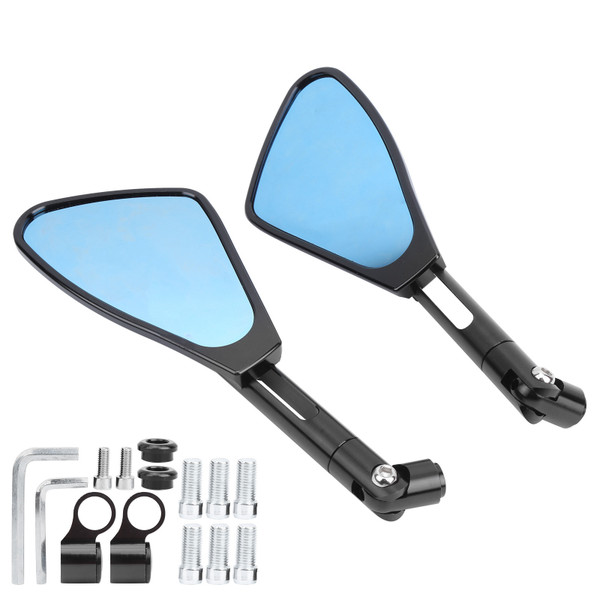 Pair Motorcycle Rearview Mirror Universal AntiGlare Triangular Back Glass Aluminum Alloy