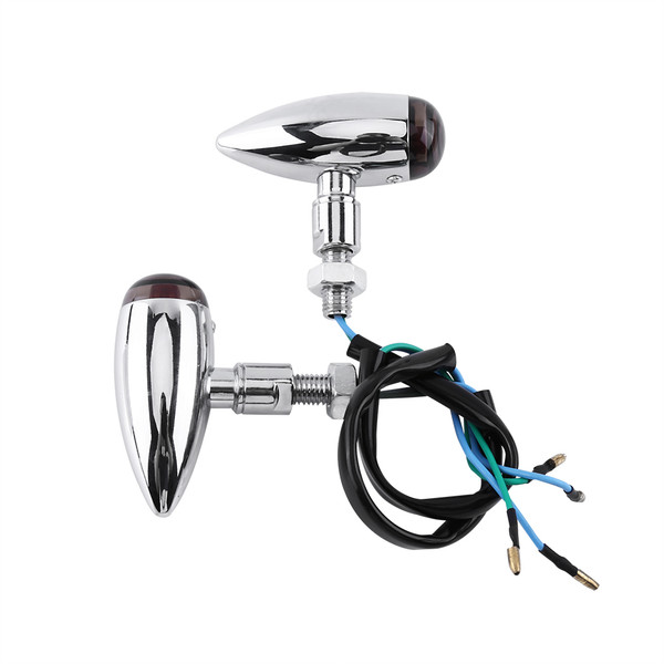2pcs Motorcycle Bullet Amber LED Turn Signals Indicator Lighting Lamp Silver