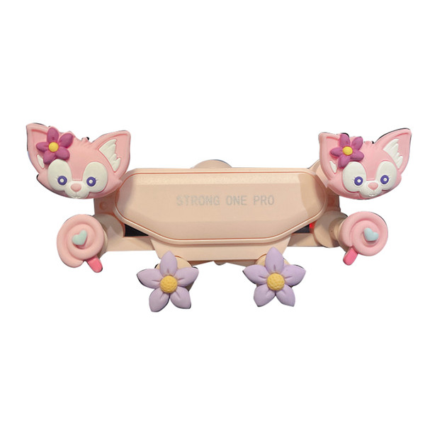 Car Phone Holder Universal Multifunction Cute Cartoon Prevents Shake 6 Points Air Vent Car Phone Holder for Car Pink (Lina)