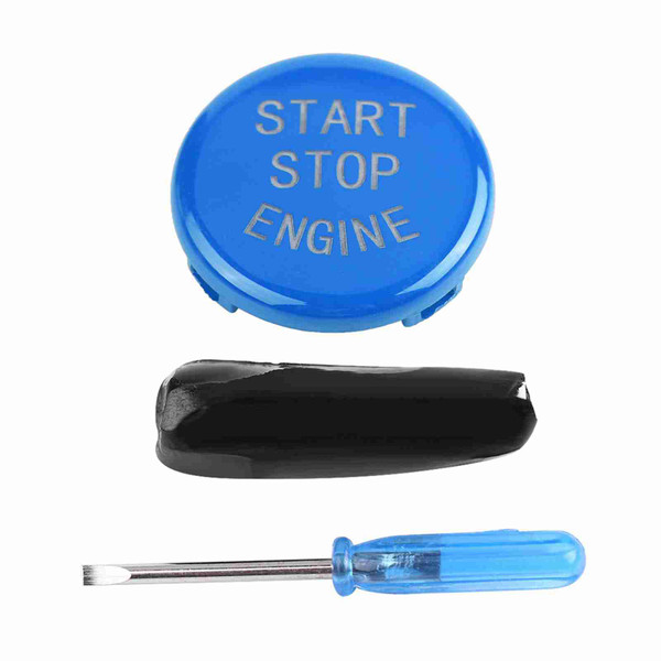 Car One key Start Button Engine Ignition Switch Cover for BMW E Disk Bottom (Blue)