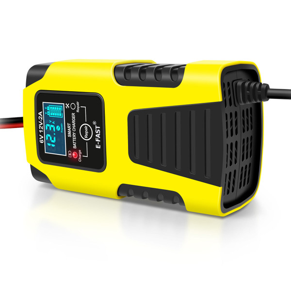 Motorcycle Battery Chargers 6V/2A 12V/2A Full Automatic Smart Battery Chargers Maintainer Portable Trickle Chargers Battery Desulfator