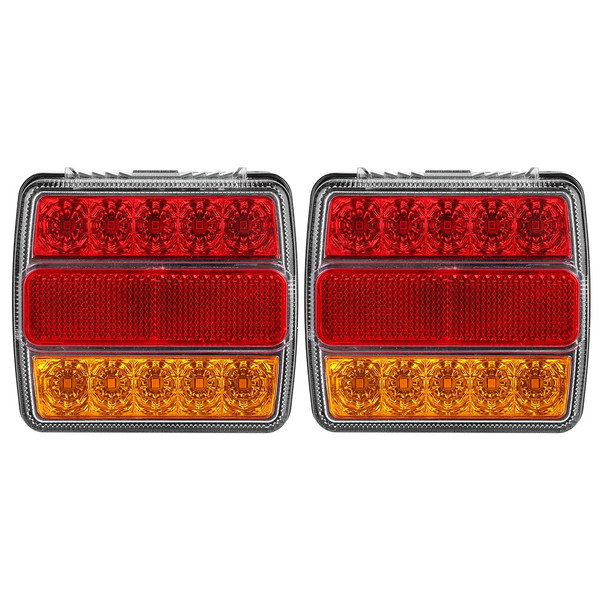 2Pcs 12V 16LED Double Colors Rear Lights for Trailer Truck(red yellow lamp cover)