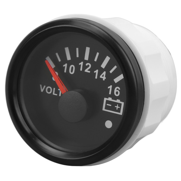 52MM Boat Voltmeter DC9 to 32V Pointer Voltage Gauge with Colorful Backlight for RVs Yachts Fishing Boats Ships Black Plate Black Cover