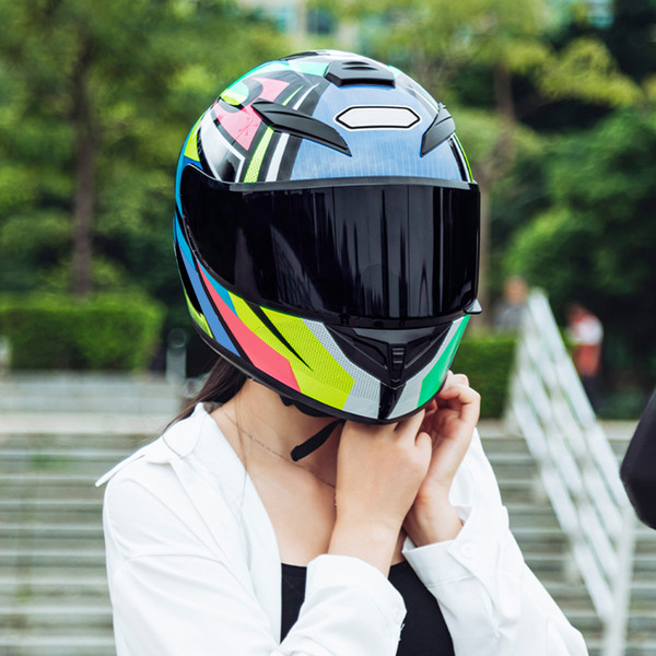 Motorcycle Helmet Full Face Rapid Street Helmet Unisex Adult Cool Rider Equipment Four Seasons New Street Touring Motorcycle Helmet Style B Size XL