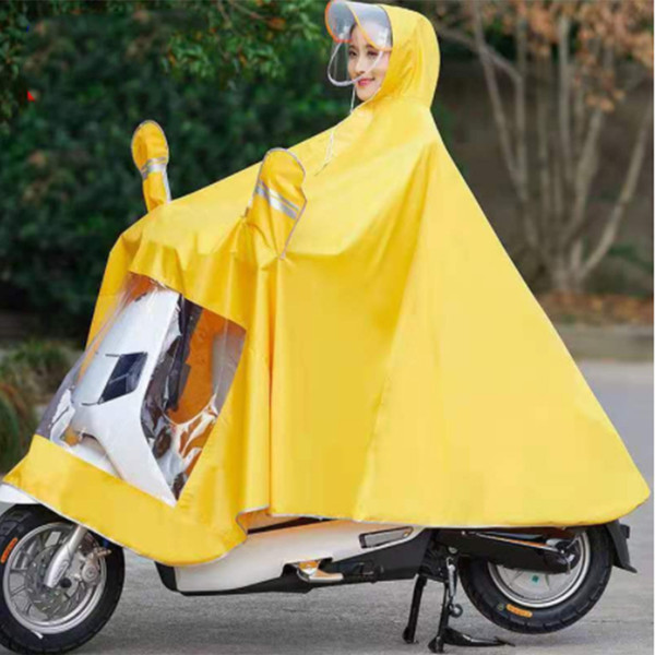 Motorcycle Raincoat Cycling Rain Poncho Waterproof Scooter Rain Capes for Men WomenOxford with Retroreflector Yellow 4XL Thicken