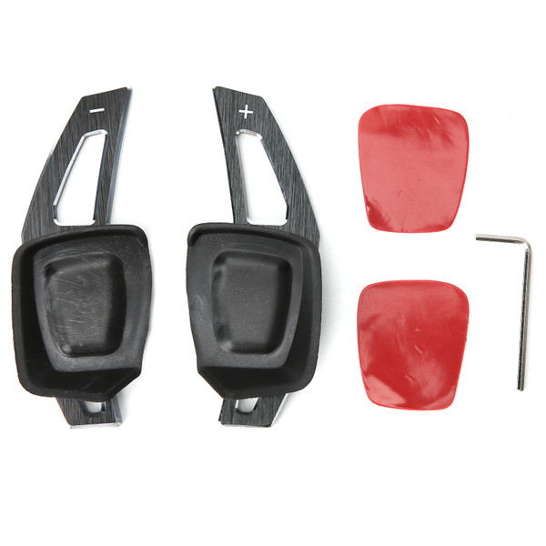 2pcs Car Steering Wheel Shift Paddles Aluminum Alloy AntiSlip Interior Decoration Accessories(Black )