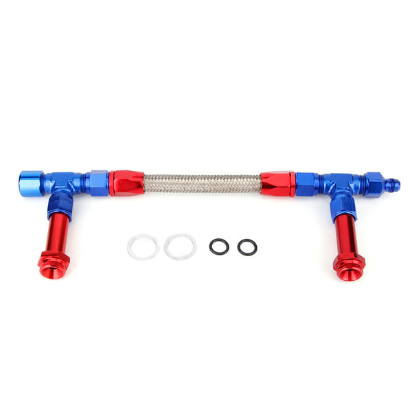 AN8 Braided Dual Feed Fuel Line Kit Carb Fittings Auto Modification Accessory