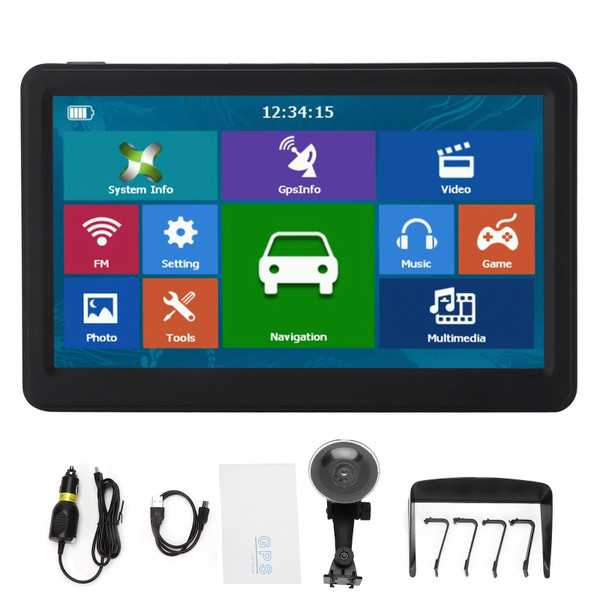 7in Car GPS Navigation 8G+256MB 800x480 Pixel Voice Prompts with Multi Country Maps