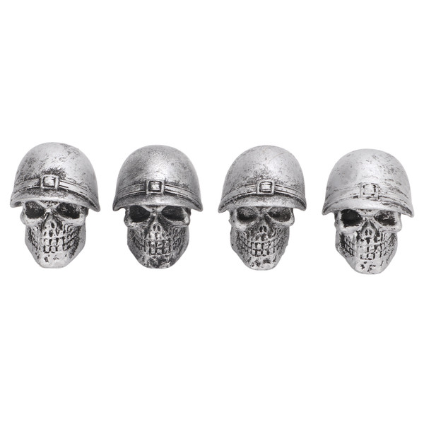 4PCS Tire Valve Caps Skull Style Anti Oxidization Universal for Cars Trucks Bicycles Motorcycles BikesSilver