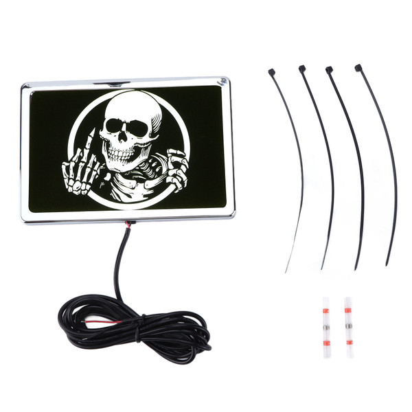 DC12V 4x6in LED Flag Light Skeleton Pattern Universal Accessory for Motorcycles UTVs ATVsChrome Frame