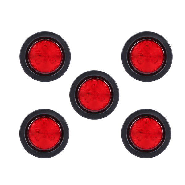 5Pcs 2.5inch 4LED Round Marker Light Front Rear Side Lights Lamp for Trailer Truck SUV Red