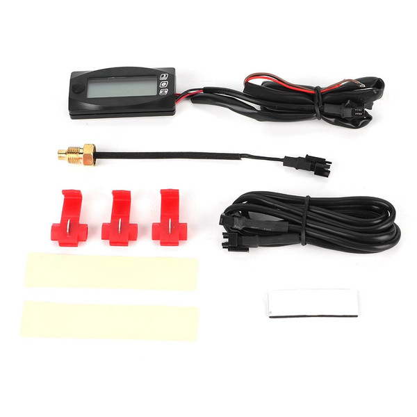 Mini Motorcycle 3-in-1 Thermometer Water Temp Digital Time Display Meter Voltage Gauge