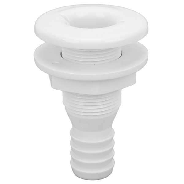 1in Thru Hull Fitting ABS Straight Impact Resistant Hose Connection Accessory for Boats MarinesWhite