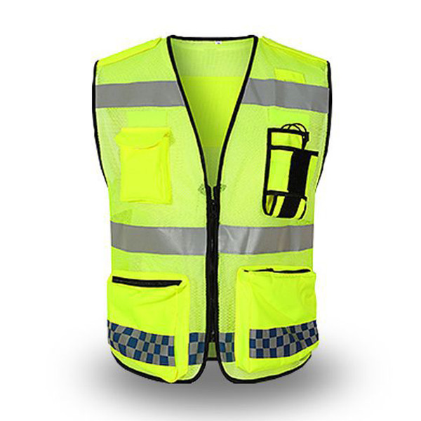 Reflective Safety Vest with Pockets and Zipper High Visibility Construction Vest Breathable Work Vest for Men Women