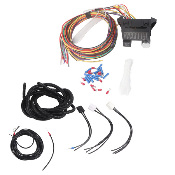 12V Universal 8 Circuit Fuse Wire Harness Kit Vehicle Fit for Muscle Car Hot Rod Street Rat