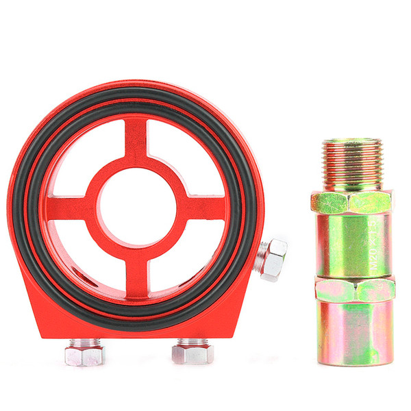 Universal Aluminum Oil Filter Cooler Sandwiched Plate Oil Pressure Temp Gauge Adapter Kit