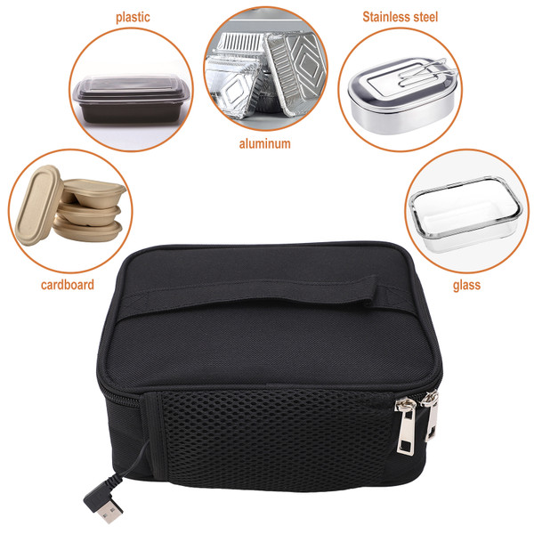 Portable Oven, 5V 9W Car Electric Food Warmer Mini Personal Heated Lunch Box for Cooking and Reheating Meals in Vehicles and Trucks for Work on the Road