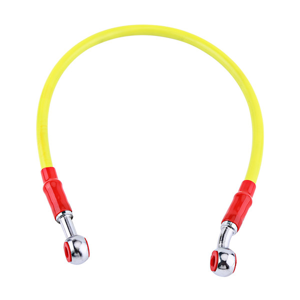 Motorcycle Brake Oil Hose Fuel Tube Line Fitting Stainless Steel Braided (45cm,  Yellow)