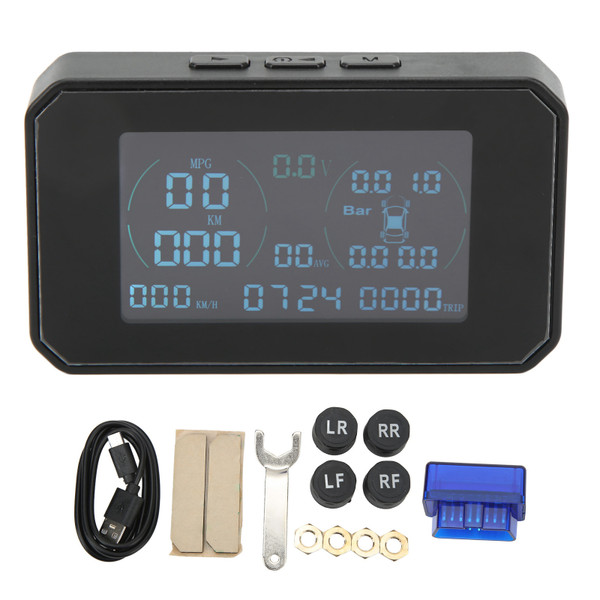 Tire Pressure Monitoring System with 4 External Sensor Solar Charging Waterproof Multifunction for RV Truck