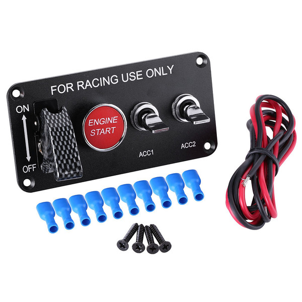 12V 4 Group Toggle Ignition Switch Panel Engine Start Push Button for Racing Car