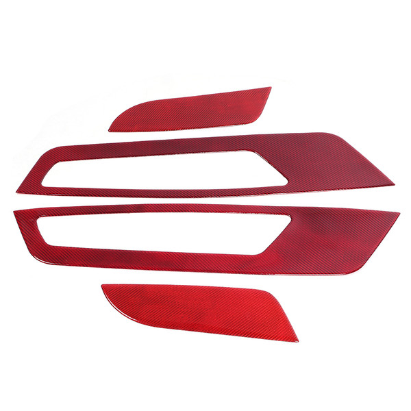 Car Interior Door Panel Trim Decal Red Carbon Fiber Fit for Ford Mustang 2009‑2013