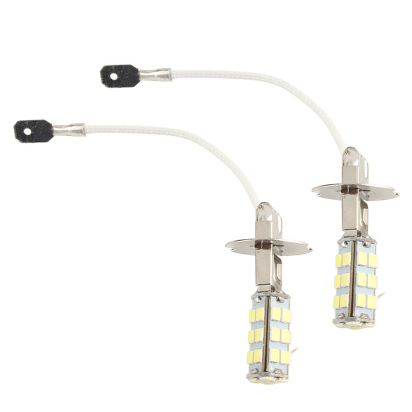 2PCS Xenon White H3 3528 28‑SMD For Vehicle Car Fog Driving DRL LED Light Bulbs