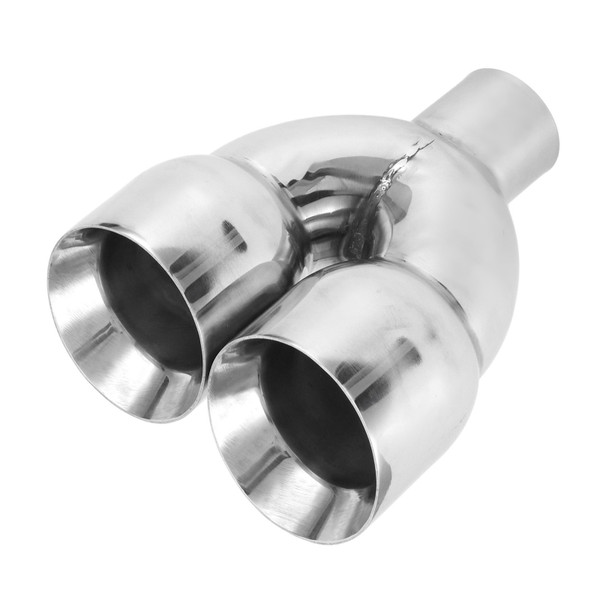 Dual Exhaust Tips 63mm/2.48in Inlet 101mm/4.0in Outlet Stainless Steel Weld On Tail Pipe Silver Universal