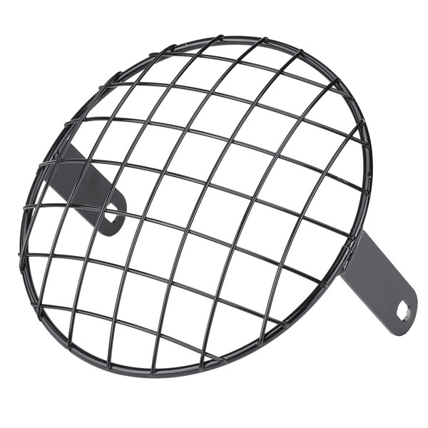 Motorcycle 7" Headlight Mesh Grill Side Mount Universal Cover Mask for Cafe Racer (Black)