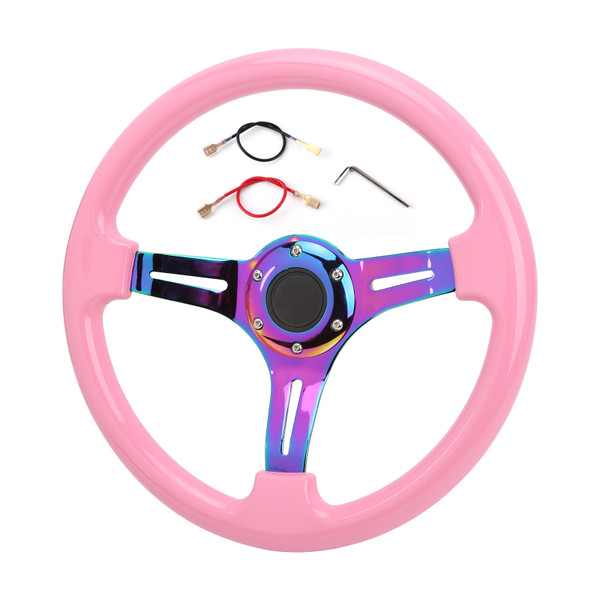 350mm/14in ABS Steering Wheel Pink 6 Hole Universal Racing Steering Wheel Car Modification