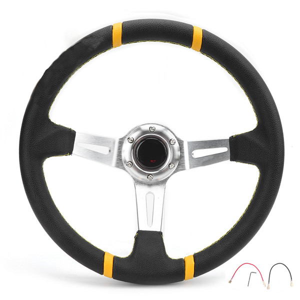 14in/35cm Steering Wheel Hand Sewing Racing Style for Automobile Modification Upgrade