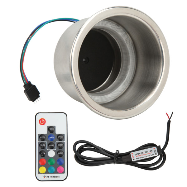 Car RGB Drink Cup Holder 14 LEDs Stainless Steel with Remote Control for Boat Yacht RV Truck