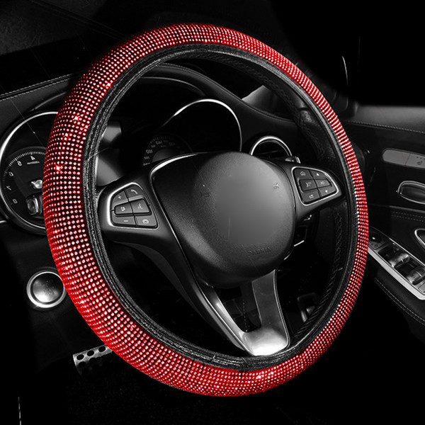 11-Piece Car Accessories Set Rhinestones Steering Wheel Cover/Bling Gear Shifter Cover/Handbrake Cover/Seatbelt Cover/Push-Button Starter Trim Rings/Cup Coasters/Armrest Pad for Car Interior Decoration
