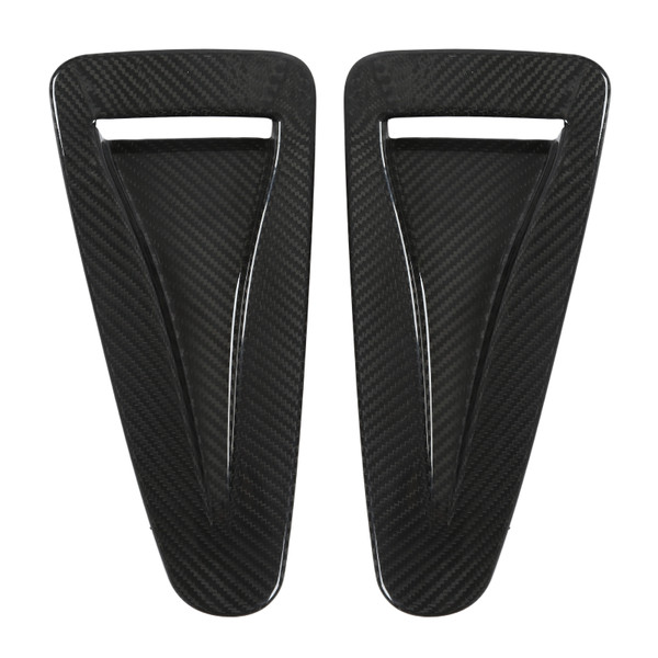 2pcs Hood Vent Cover Real Carbon Fiber Glossy Bonnet Air Intake Trim Replacement for Nissan R35 GTR 2008‑2016