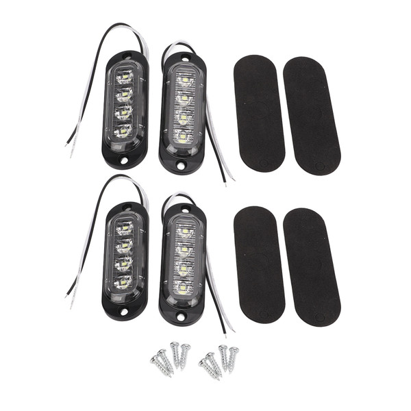 4Pcs Truck Side Lights High Brightness 3000K IP65 Waterproof LEDs Easy Installation Truck Emergency Flash Light 12‑24VWhite