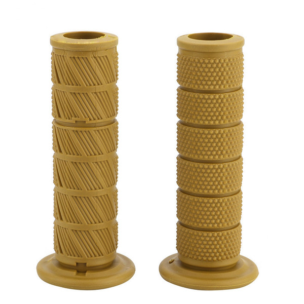 2Pcs 22mm Universal Vintage Motorcycle Handlebar Grips Diagonal Handle Bar Ends (Light Tan)