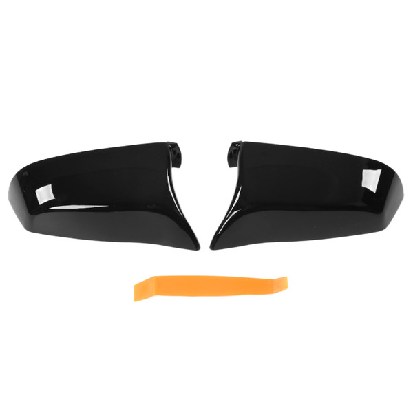 2pcs Side Door Mirror Cover Left Right 51167187431 Replacement for E60 E61 F10 F11 F01 F02 2008‑2013Glossy Black