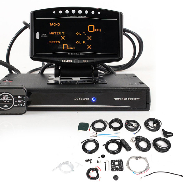 10‑In‑1 Multifunction Car Gauge Volt Oil Press Air/Fuel Ratio RPM Fuel Pressure Boost Exhaust Temp Display