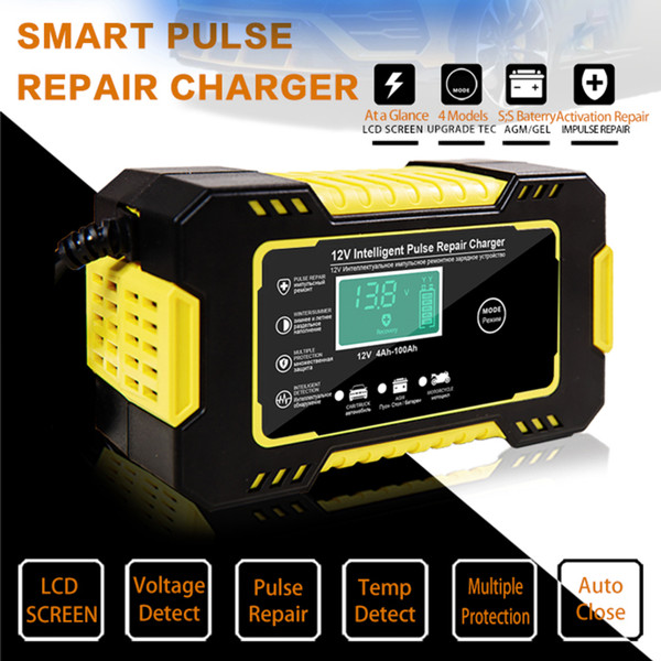 Car Battery Charger,12V 6A Smart Automatic Battery Charger Maintainer with LCD Display Pulse Repair Charger for Car, Lawn Mower, Motorcycle, Boat, SUV AGM Gel Cell Lead Acid Battery