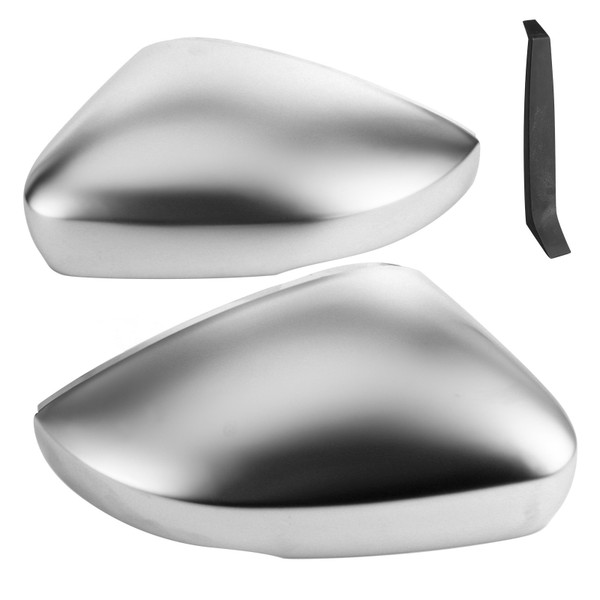 Pair Rearview Mirror Cover Housing Protection Matte Chrome Fit for MK5 6R 6C 2009‑2017