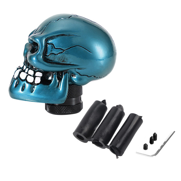 Skeleton Skull Head Car Modified Gear Shift Knob Stick Lever Shifter Universal Cyan