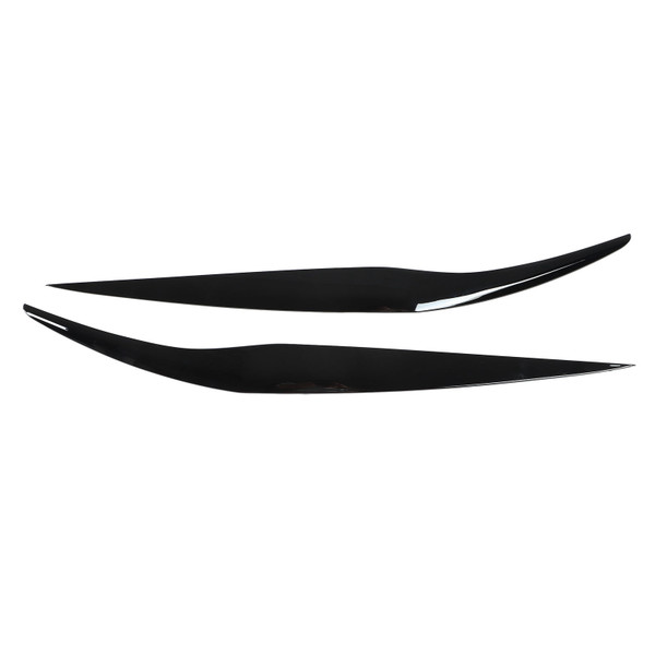 Pair Front Headlight Eyebrow Eye Lid Cover Trim Glossy Black Replacement for Ford Fiesta MK6.5 2013‑2017