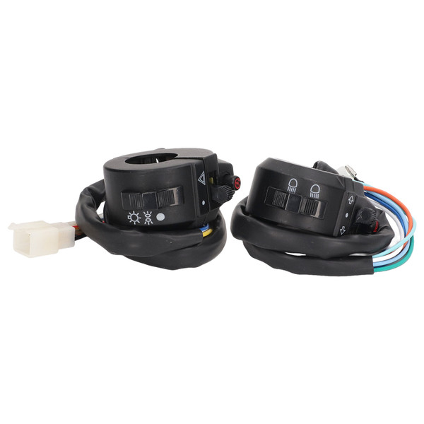Pair Motorcycle Handlebar Switch Assembly Headlight Turn Signal Horn Control Replacement for CG125