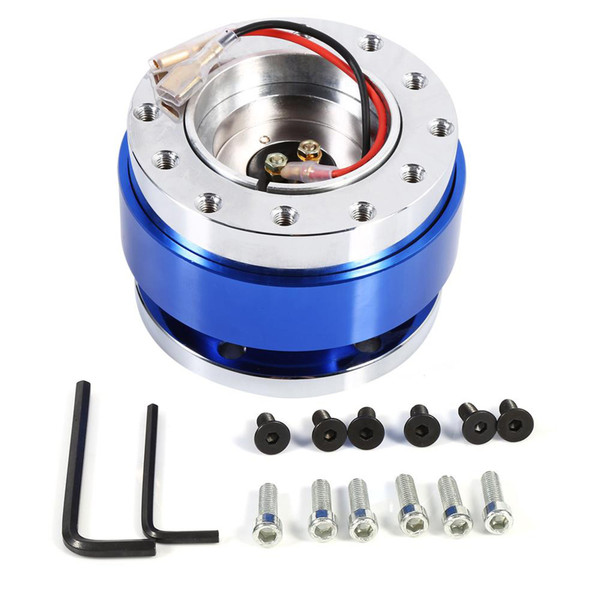 Universal 6 Hole Bolt Ball Steering Wheel Quick Release Hub Adapter Snap Off Boss Kit Blue
