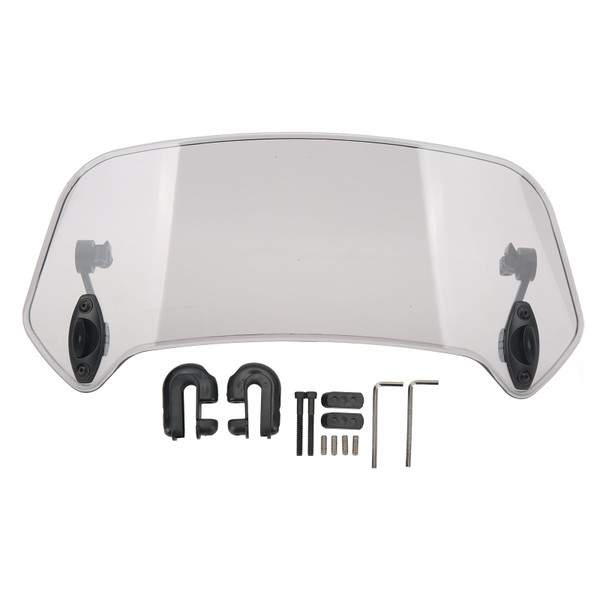 Motorcycle Windscreen Adjustable Clip On Windshield Universal Wind Deflector for Motorbike Brown