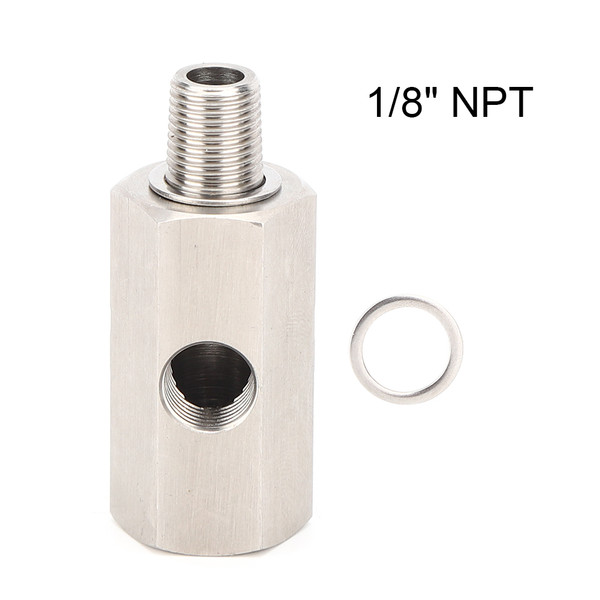Oil Pressure Sensor Tee 1/8in NPT Turbo Oil Feed Connector Fitting Stainless Steel Auto Parts1/8in NPT