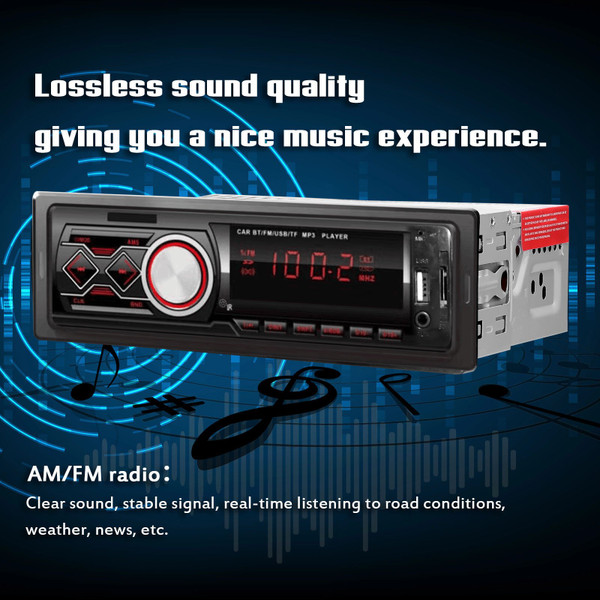 Single Din Car Stereo Receiver BT MP3 Player FM Radio Support Hands-Free Calls U-Disk/TF Card/AUX-in with Remote Controller