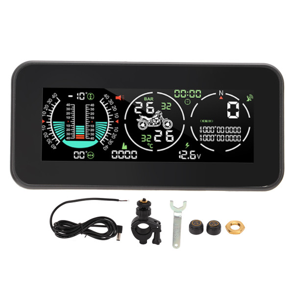 Tire Pressure Monitor Gradient Meter GPS HUD Display with 2 External TPMS Sensors for Motorcycle