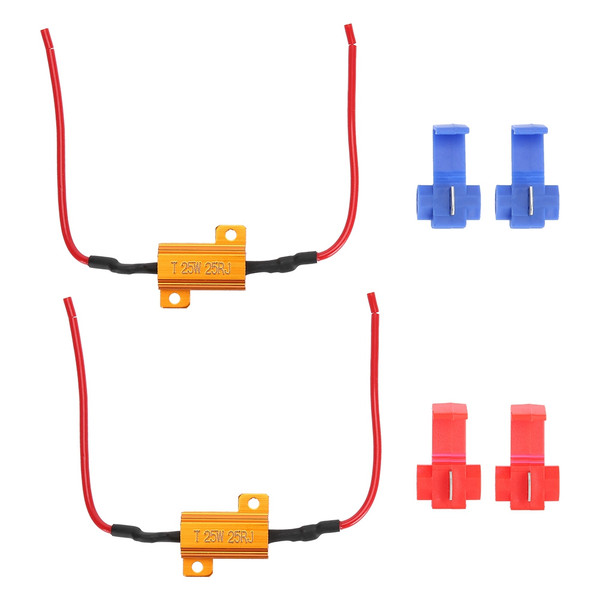 2Pcs Car LED Decoder Anti Hyper Flash No Error Wirewound Load Resistor 25W 25Ω